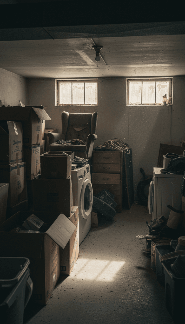 Packed garage before a cleanout